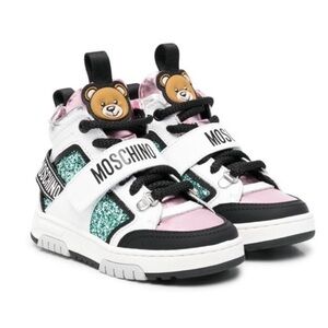 Moschino Kids' Glittery Pink and Black Sneakers